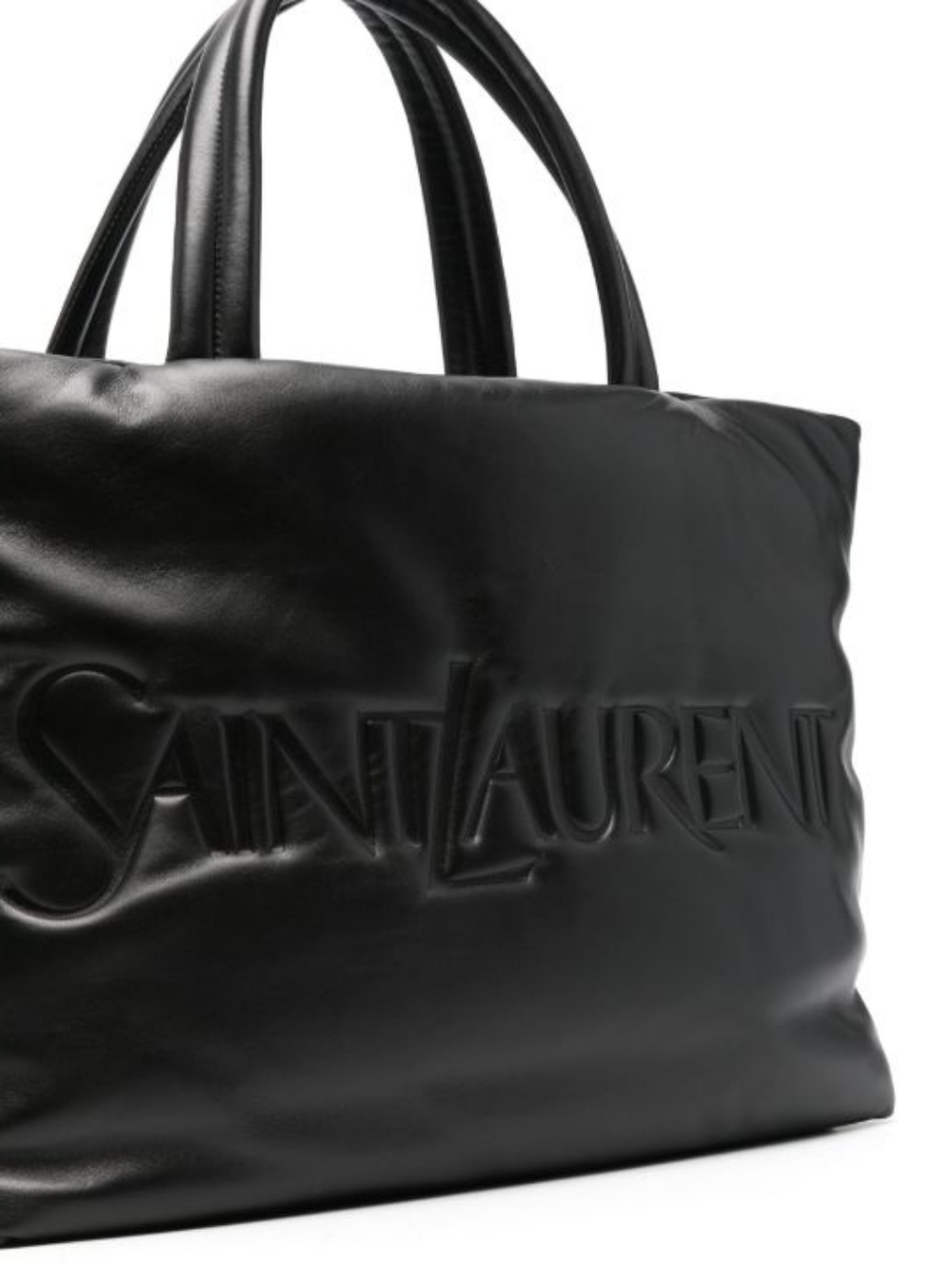 MSRP $4,200 New! Saint Laurent Wide Puffer Tote Black Lambskin Leather YSL Nappa - Picture 10 of 16